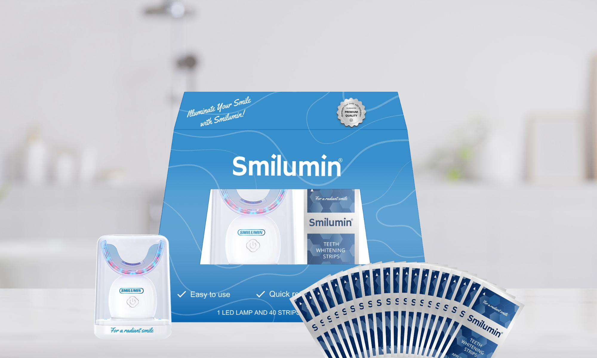 Smilumin – zestaw do domowego wybielania zębów z lampą LED i 40 paskami