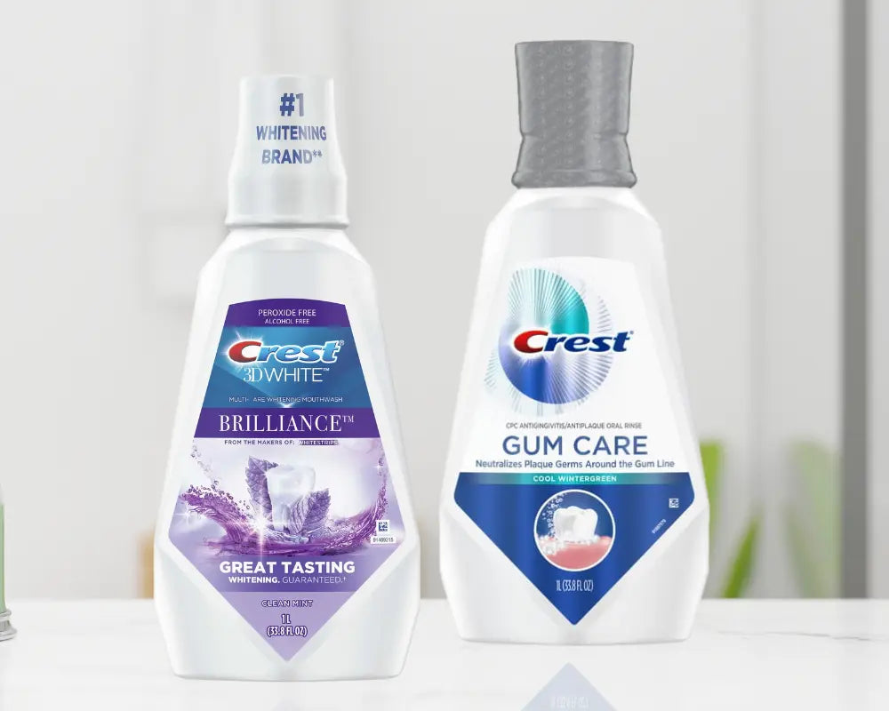 Produkty Crest 3D White Brilliance i Gum Care – płyny do płukania jamy ustnej