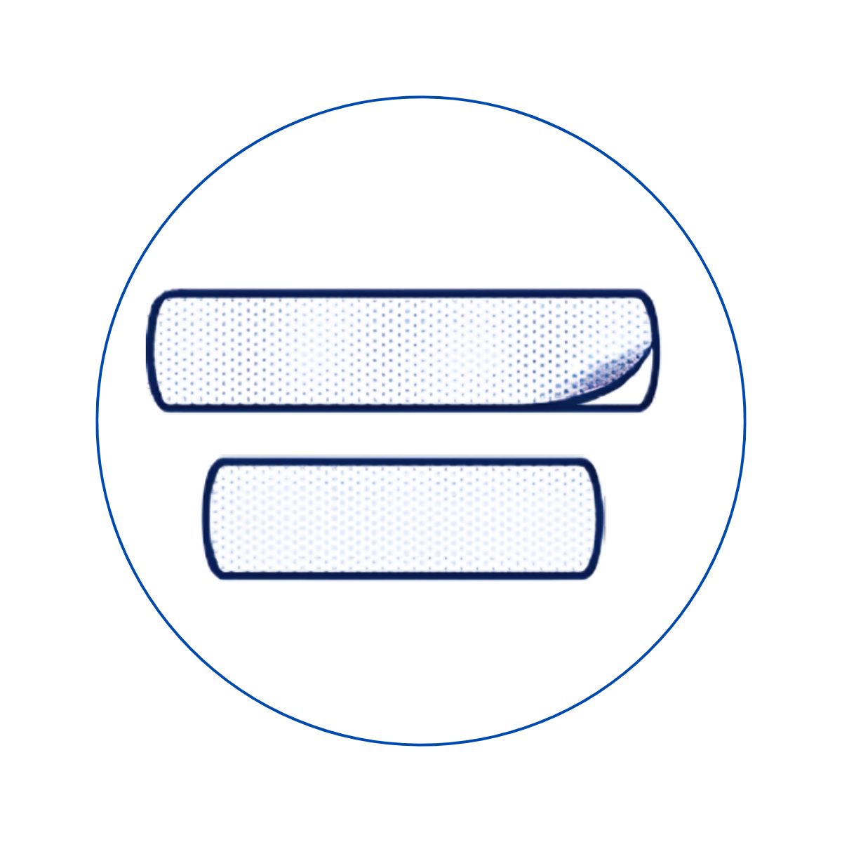 Schemat pokazujący, jak wyglądają paski wybielające Smilumin do nakładania na zęby