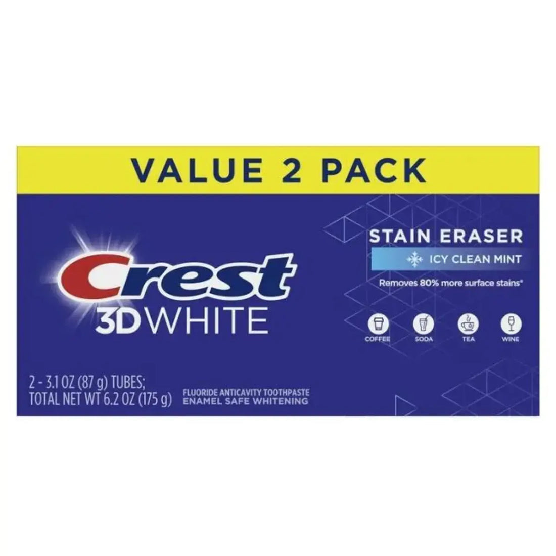 Pasta Do Zębów Crest 3D White Stain Eraser Icy Clean Mint Value 2 Pack 175g