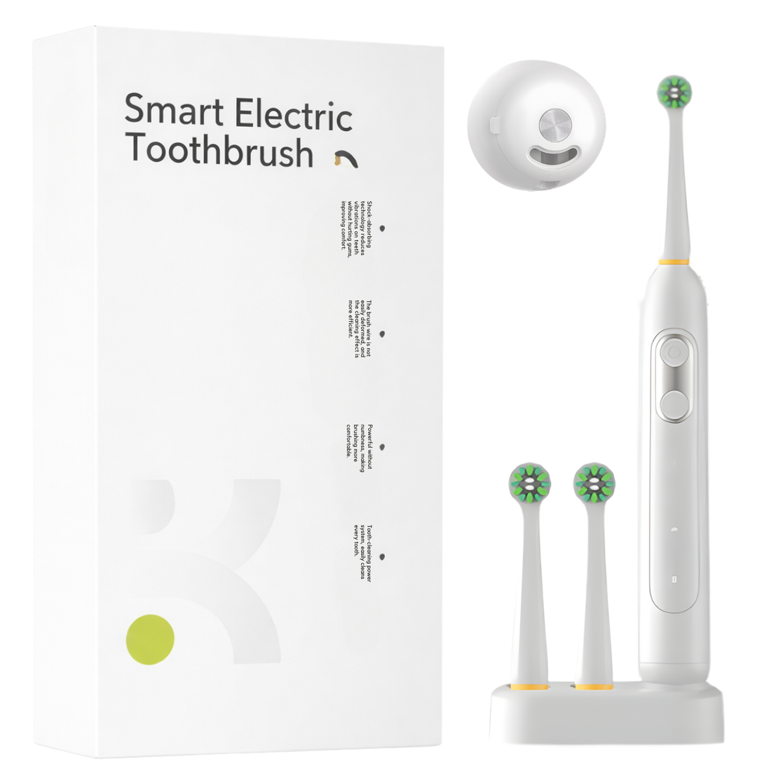 Szczoteczka Elektryczna Do Zębów Biała + 2 końcówki + Sterylizator UV