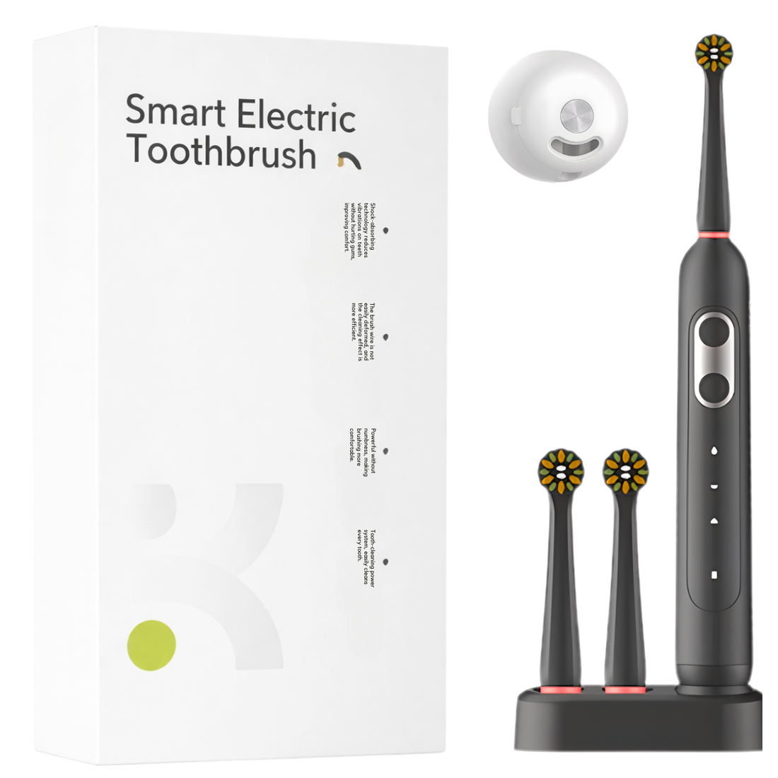 Szczoteczka Elektryczna Do Zębów Czarna + 2 końcówki + Sterylizator UV