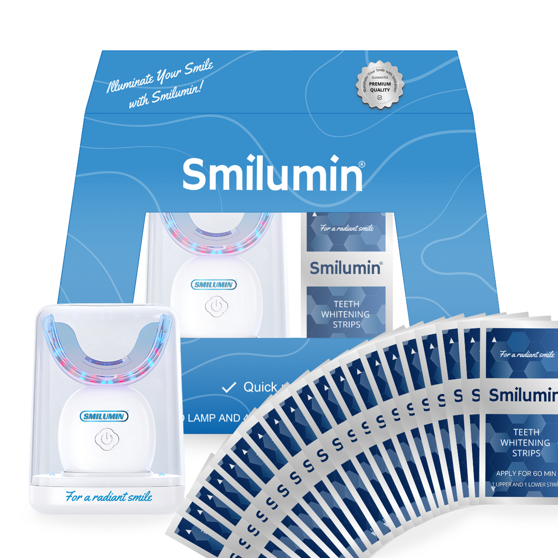 Produkt Smilumin: zestaw wybielający z lampą LED i paskami wybielającymi