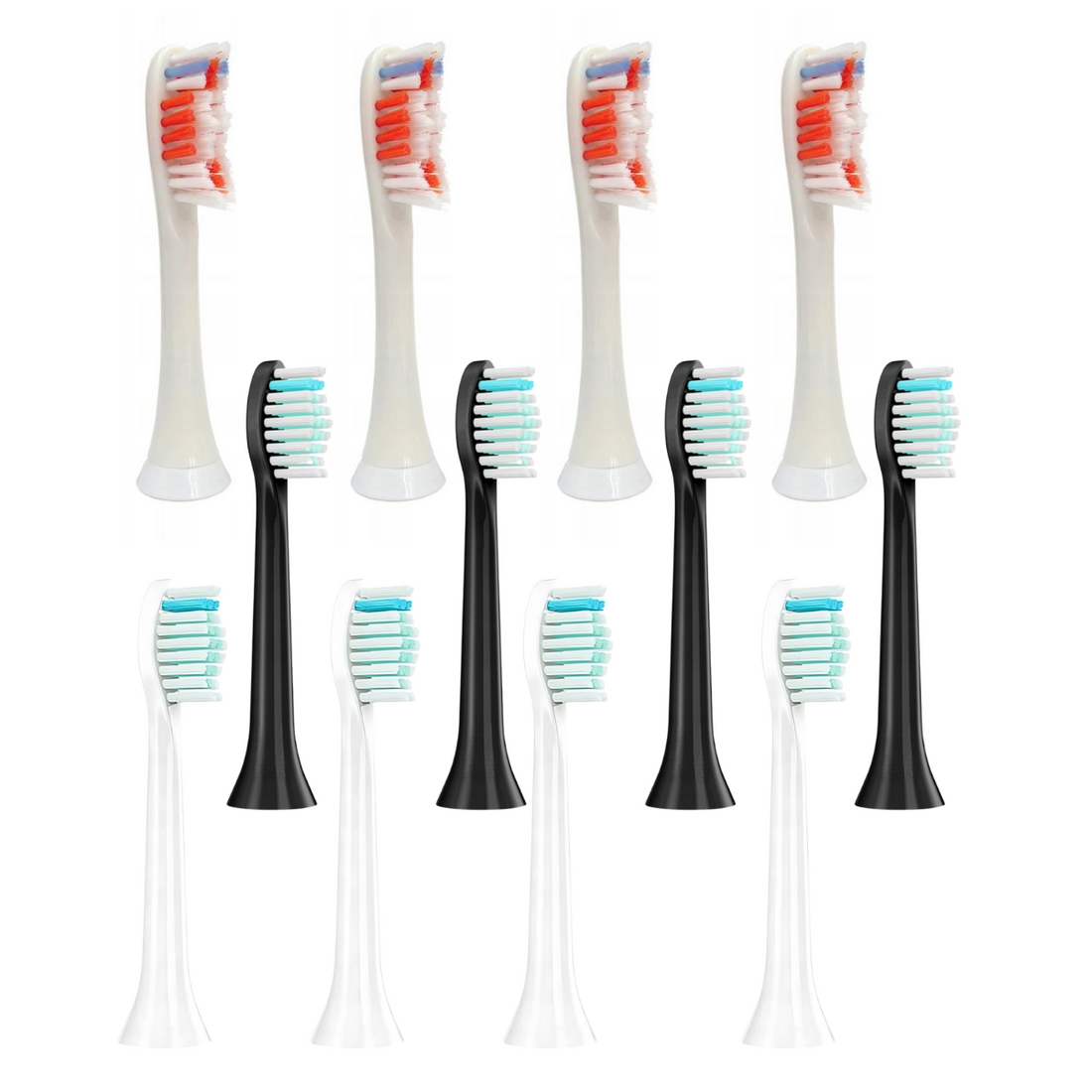 Zestaw 12 Końcówek Philips Sonicare – 4x Białe, 4x Czarne, 4x P-HX-3014